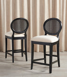 Safavieh Karlee Rattan Back Counter Stool - Set of 2 Black / Beige SFV2131B-SET2