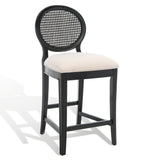 Safavieh Karlee Rattan Back Counter Stool - Set of 2 Black / Beige SFV2131B-SET2