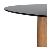 Safavieh Ruthanne Round Glass Dining Table Oak / Black Tempered Black Glass / Solid Oak Wood SFV2133A-2BX