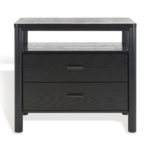 Safavieh Jaylessa Wood Nightstand Black Wood / Metal  SFV2148B