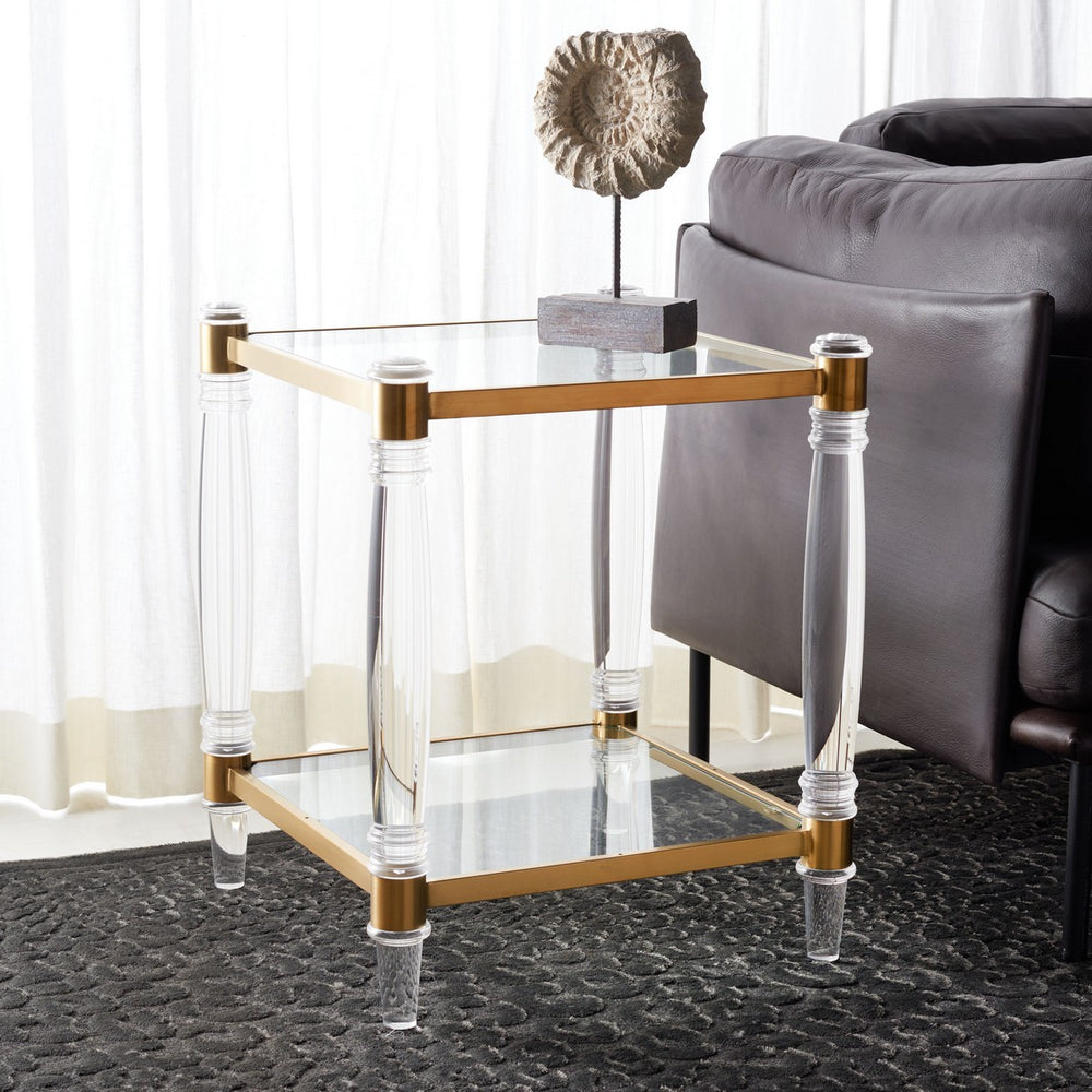 Isabelle Acrylic Accent Table - Chic Contemporary Style with Sculpted Legs & Clear Glass Top