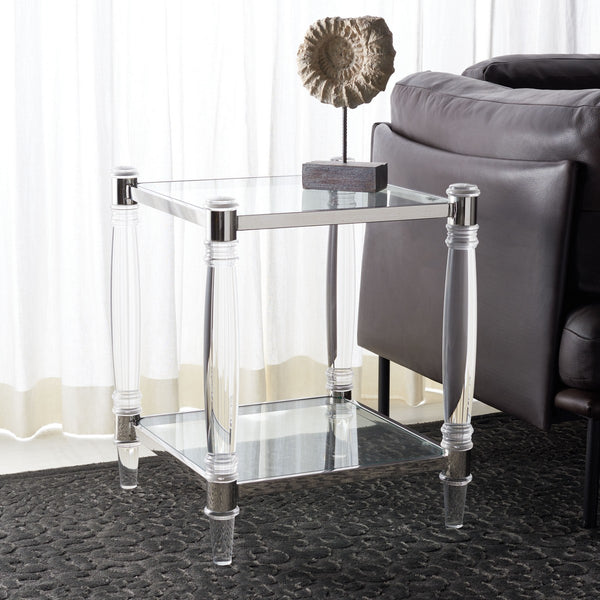 Isabelle Acrylic Accent Table - Chic Contemporary Style with Sculpted Legs & Clear Glass Top