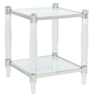 Isabelle Acrylic Accent Table - Chic Contemporary Style with Sculpted Legs & Clear Glass Top