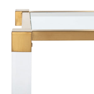 Angie Console Table - Glamorous Acrylic and Glass Design with Brass Accents for Luxury Décor