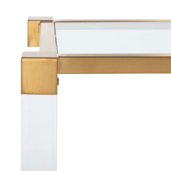 Angie Console Table - Glamorous Acrylic and Glass Design with Brass Accents for Luxury Décor