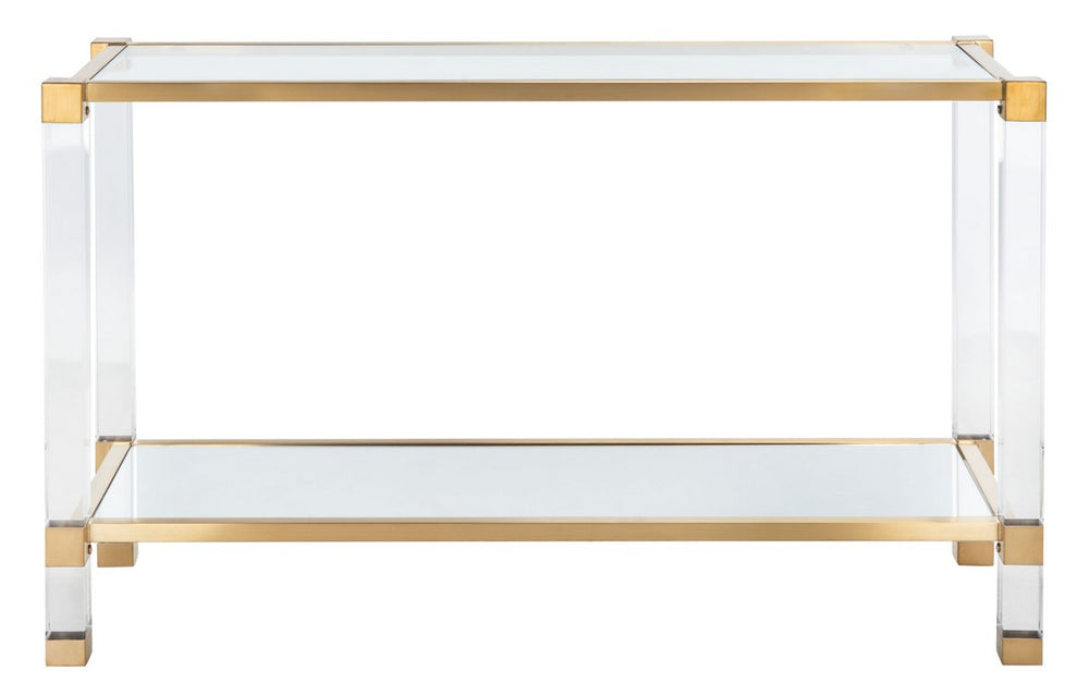 Angie Console Table - Glamorous Acrylic and Glass Design with Brass Accents for Luxury Décor