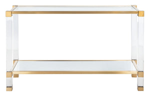 Angie Console Table - Glamorous Acrylic and Glass Design with Brass Accents for Luxury Décor