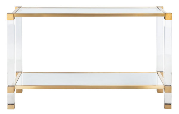 Angie Console Table - Glamorous Acrylic and Glass Design with Brass Accents for Luxury Décor