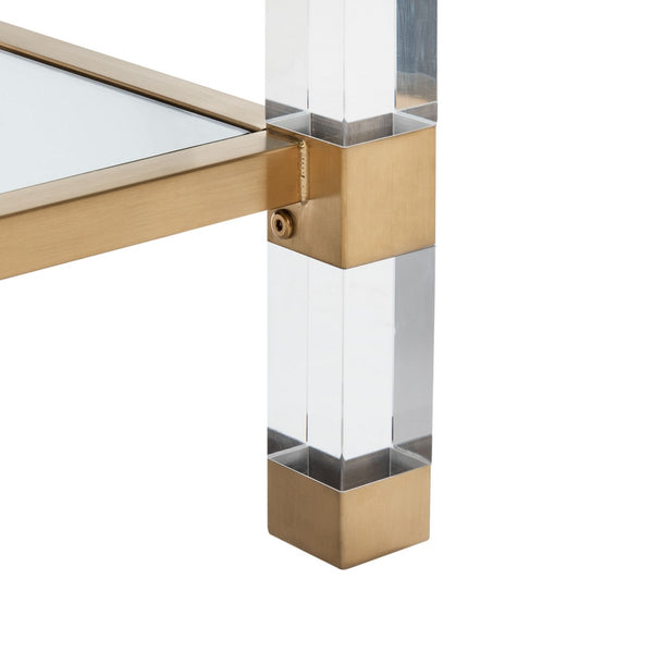 Angie Console Table - Glamorous Acrylic and Glass Design with Brass Accents for Luxury Décor