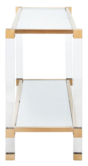Angie Console Table - Glamorous Acrylic and Glass Design with Brass Accents for Luxury Décor