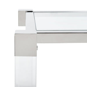 Angie Console Table - Glamorous Acrylic and Glass Design with Brass Accents for Luxury Décor