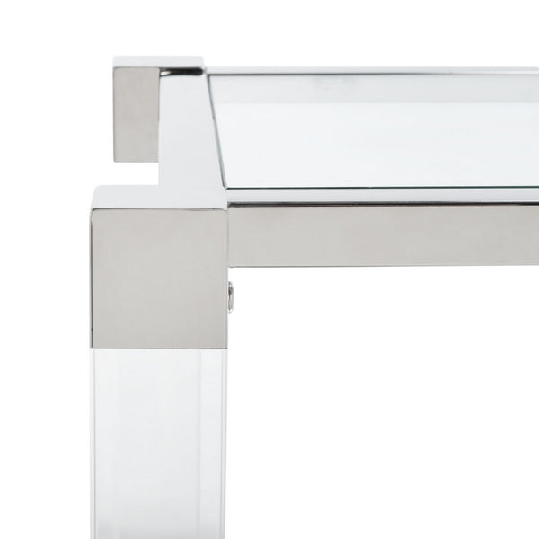 Angie Console Table - Glamorous Acrylic and Glass Design with Brass Accents for Luxury Décor