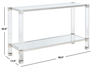 Angie Console Table - Glamorous Acrylic and Glass Design with Brass Accents for Luxury Décor