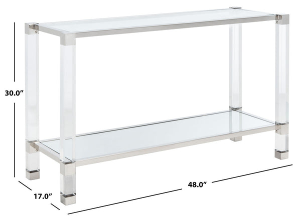 Angie Console Table - Glamorous Acrylic and Glass Design with Brass Accents for Luxury Décor