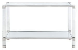 Angie Console Table - Glamorous Acrylic and Glass Design with Brass Accents for Luxury Décor