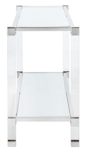Angie Console Table - Glamorous Acrylic and Glass Design with Brass Accents for Luxury Décor