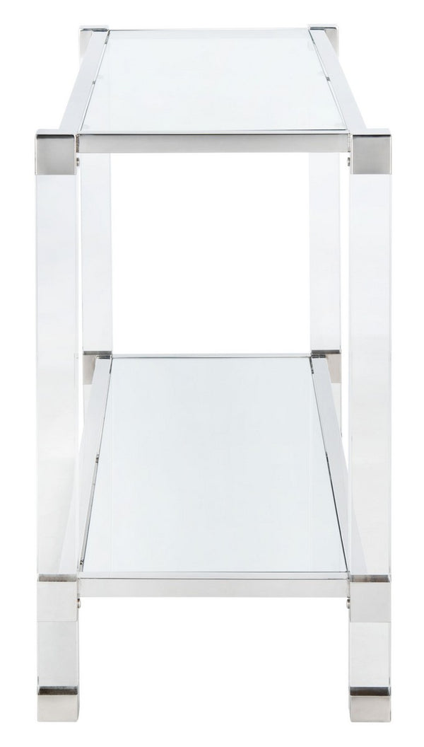Angie Console Table - Glamorous Acrylic and Glass Design with Brass Accents for Luxury Décor