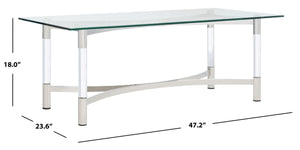 Letty Acrylic Coffee Table - Glamorous Silver Accents & Stylish Clear Design for Chic Interiors