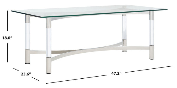 Letty Acrylic Coffee Table - Glamorous Silver Accents & Stylish Clear Design for Chic Interiors