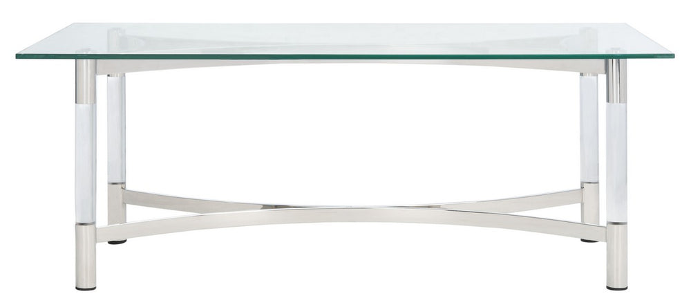 Letty Acrylic Coffee Table - Glamorous Silver Accents & Stylish Clear Design for Chic Interiors