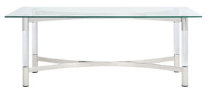 Letty Acrylic Coffee Table - Glamorous Silver Accents & Stylish Clear Design for Chic Interiors