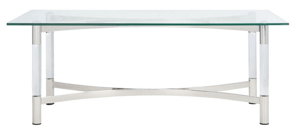 Letty Acrylic Coffee Table - Glamorous Silver Accents & Stylish Clear Design for Chic Interiors