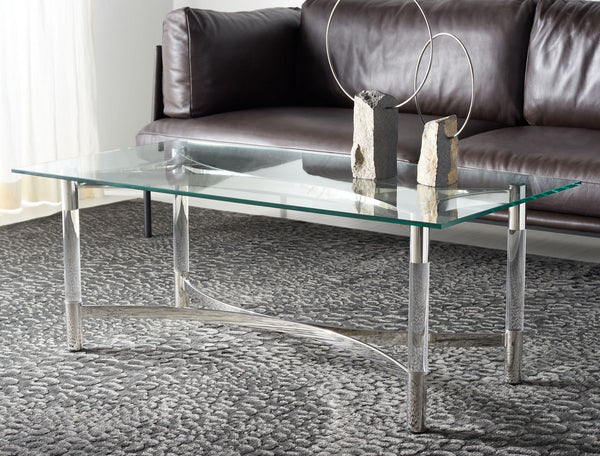 Letty Acrylic Coffee Table - Glamorous Silver Accents & Stylish Clear Design for Chic Interiors