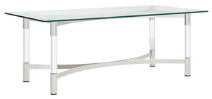 Letty Acrylic Coffee Table - Glamorous Silver Accents & Stylish Clear Design for Chic Interiors