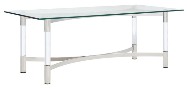 Letty Acrylic Coffee Table - Glamorous Silver Accents & Stylish Clear Design for Chic Interiors