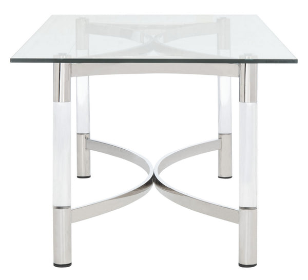 Letty Acrylic Coffee Table - Glamorous Silver Accents & Stylish Clear Design for Chic Interiors