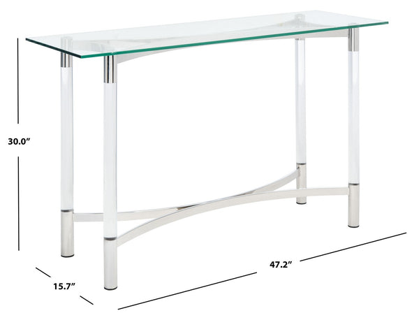Letty Acrylic Console Table - Glamorous Silver Accents with Crystal Clear Legs for Chic Décor
