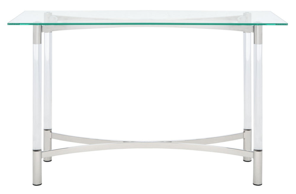 Letty Acrylic Console Table - Glamorous Silver Accents with Crystal Clear Legs for Chic Décor