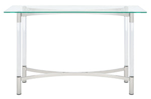 Letty Acrylic Console Table - Glamorous Silver Accents with Crystal Clear Legs for Chic Décor