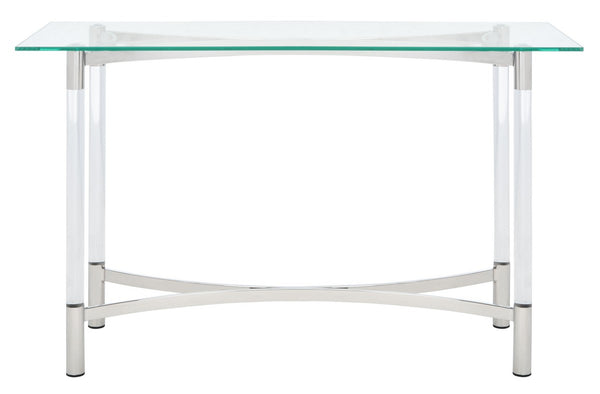 Letty Acrylic Console Table - Glamorous Silver Accents with Crystal Clear Legs for Chic Décor