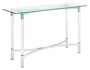 Letty Acrylic Console Table - Glamorous Silver Accents with Crystal Clear Legs for Chic Décor