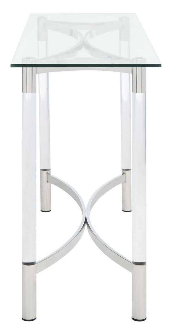 Letty Acrylic Console Table - Glamorous Silver Accents with Crystal Clear Legs for Chic Décor