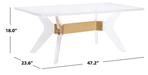 Werner Acrylic Coffee Table - Glamorous Mid-Century Design with Clear Glass & Brass Accents