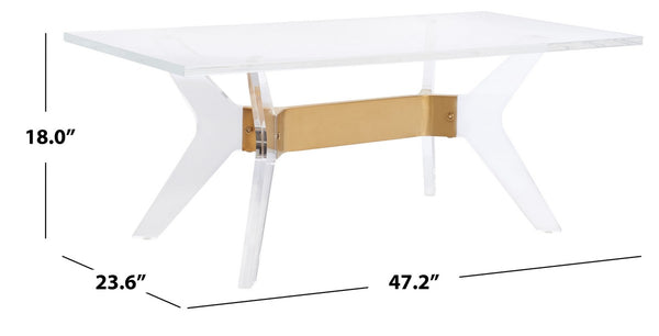 Werner Acrylic Coffee Table - Glamorous Mid-Century Design with Clear Glass & Brass Accents