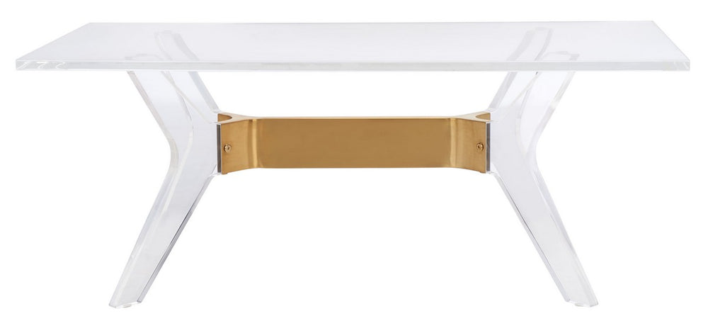 Werner Acrylic Coffee Table - Glamorous Mid-Century Design with Clear Glass & Brass Accents