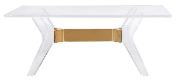Werner Acrylic Coffee Table - Glamorous Mid-Century Design with Clear Glass & Brass Accents