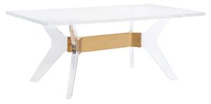 Werner Acrylic Coffee Table - Glamorous Mid-Century Design with Clear Glass & Brass Accents
