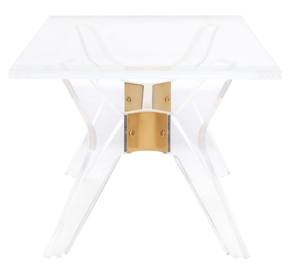 Werner Acrylic Coffee Table - Glamorous Mid-Century Design with Clear Glass & Brass Accents