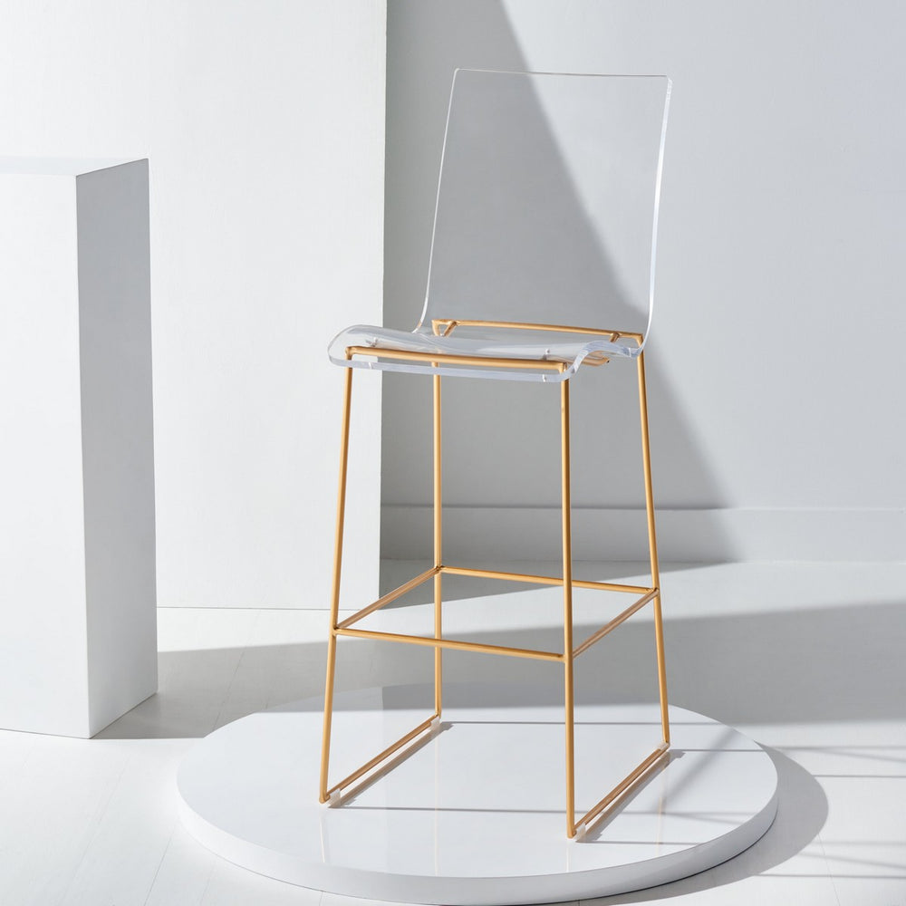 Bryant Smoke Grey Acrylic Barstool - Chic Gunmetal Frame, Fashion-Forward Design for Any Space