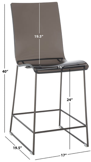 Bryant Glamorous Acrylic Counter Stool in Smoke Grey with Gunmetal Frame for Modern Interiors