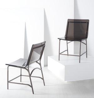 Bryant Acrylic Dining Chair Set of 2 - Glamorous Smoke Grey Design with Gunmetal Frame for Chic Décor