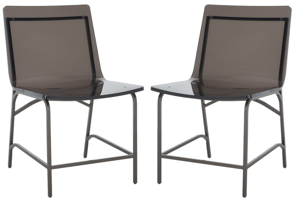 Bryant Acrylic Dining Chair Set of 2 - Glamorous Smoke Grey Design with Gunmetal Frame for Chic Décor