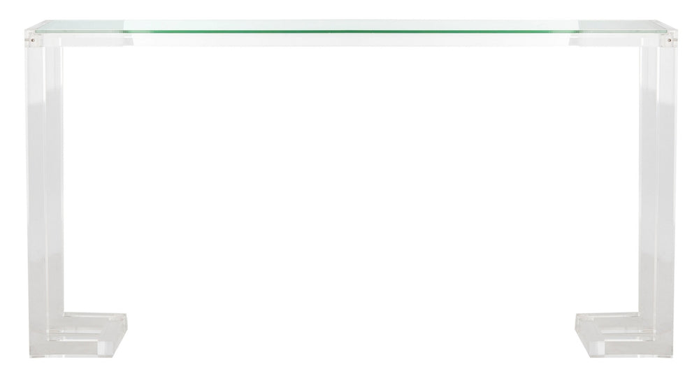 Benji Acrylic Console Table - Modern Elegance with Greek Key Design, Perfect for Any Living Space