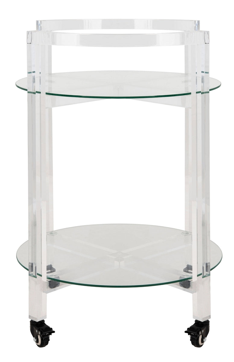 Jules Luxurious 2-Tier Acrylic Bar Cart – Stylish Clear Glass Display for Elegant Entertaining