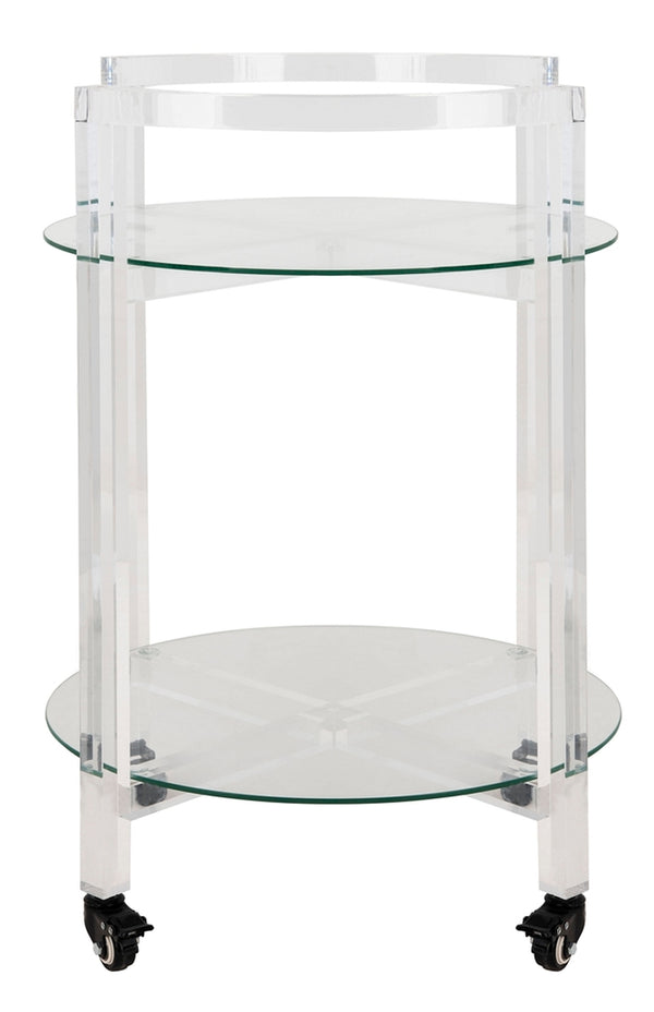 Jules Luxurious 2-Tier Acrylic Bar Cart – Stylish Clear Glass Display for Elegant Entertaining