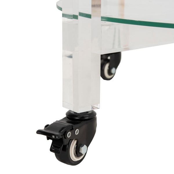 Jules Luxurious 2-Tier Acrylic Bar Cart – Stylish Clear Glass Display for Elegant Entertaining